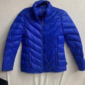 Calvin Klein Women's Vibrant Blue Puffer Coat Women’s Small Jacket